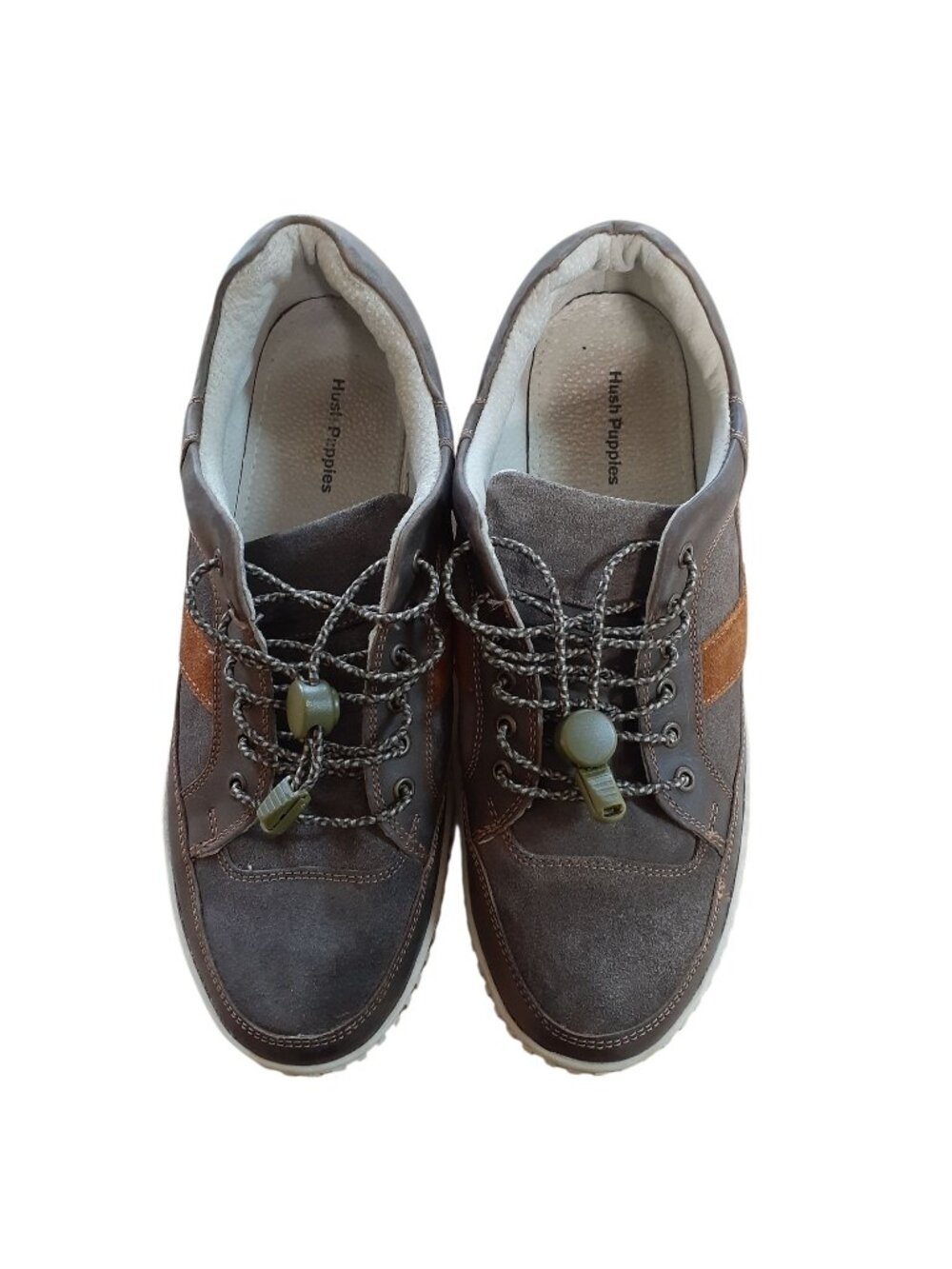 Hush Puppies Mens Casual Sneaker Shoes Size 11 Taupe Suede Toggle Lace System